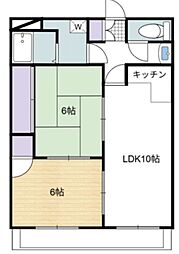 シャルムピエス 3階2LDKの間取り