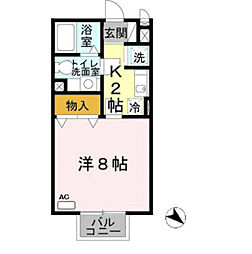 ヴェルドミール　II 1階1Kの間取り