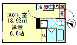 CK四ツ木 2階1Kの間取り