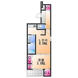 岸和田市磯上町5丁目アパート 1LDKの間取図画像