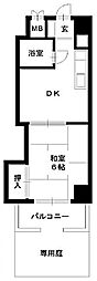 大蔵マンション南博多 1DKの間取図画像
