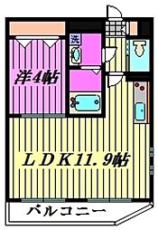 マークデュオ芝2 1LDKの間取図画像