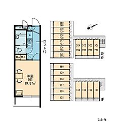 JR中央線 高尾駅 バス10分 上館下車 徒歩11分の賃貸マンション 3階1Kの間取り