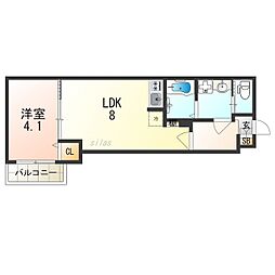 アッシュメゾン姫島 1LDKの間取図画像
