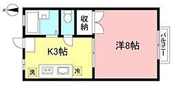 JR中央線 武蔵境駅 バス15分 大沢下車 徒歩3分の賃貸アパート 2階1Kの間取り