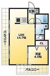 パル駒込 1LDKの間取図画像