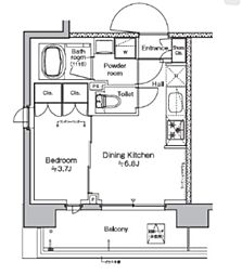 プラウドフラット西蒲田 1DKの間取図画像