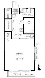 ハウスミナミ 2階1Kの間取り