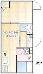 HWHILLS.綾瀬 1DKの間取図画像
