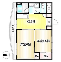 ダイヤモンドビル 2Kの間取図画像