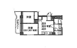 ヴァージピノ 2DKの間取図画像
