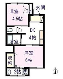 辻コーポ 2DKの間取図画像