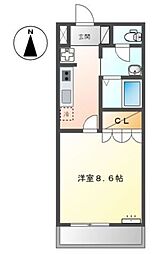 サニーヒルズ 1Kの間取図画像