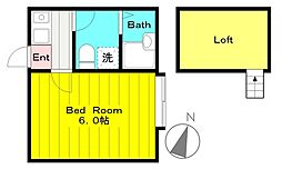 アザーレ生田 1階1Kの間取り