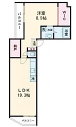 パルムクレスト武蔵小山SOUTH 1LDKの間取図画像