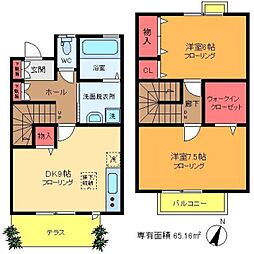 パークハイムK II 1階2DKの間取り