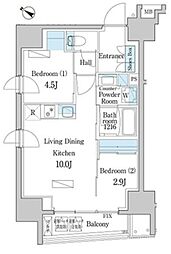 デュオフラッツ日本橋水天宮 6階2LDKの間取り