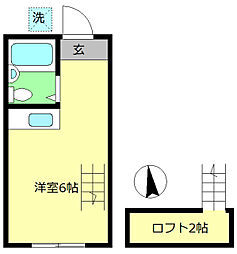 カメリアハイツ ワンルームの間取図画像