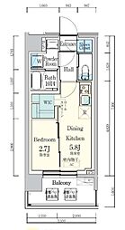 デュオフラッツ東品川 -OTO- 1DKの間取図画像