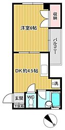 神山ビル 1DKの間取図画像
