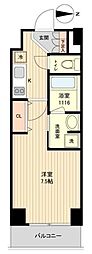 アンビックスつつじヶ丘A棟 1Kの間取図画像
