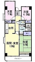 第二マサキビル 4階3LDKの間取り