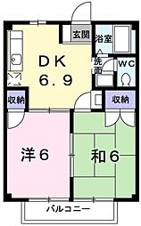 ハイツKUWAO 2DKの間取図画像