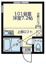 ユナイト弘明寺アレハンドロ ワンルームの間取図画像