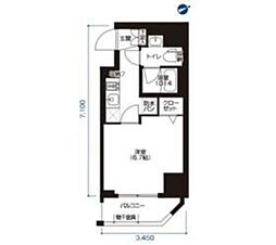 アーバネックス大森 5階1Kの間取り