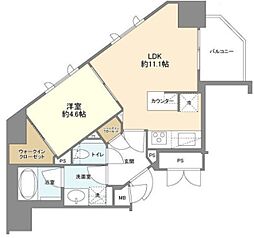 ジオ西新宿ツインレジデンス イースト棟 9階1LDKの間取り