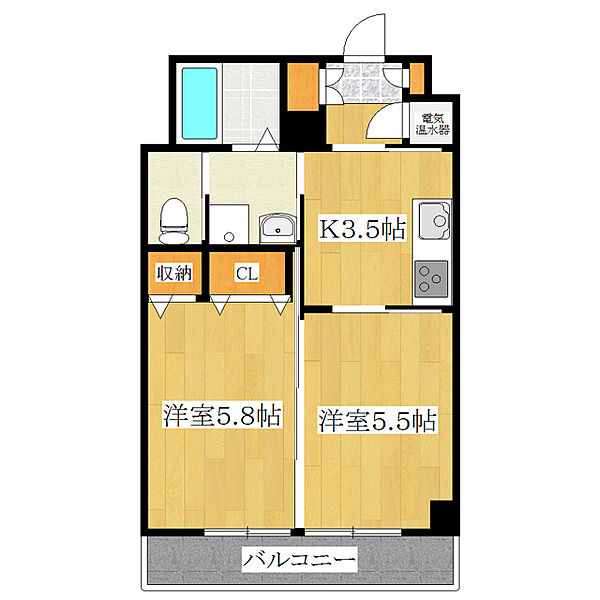 ザ　イースト　スクエア 803｜埼玉県川口市大字里(賃貸マンション2K・8階・35.02㎡)の写真 その2