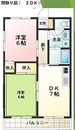 ブランロジェ井の頭 2階2DKの間取り