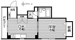 セーコー第二コーポ 1DKの間取図画像