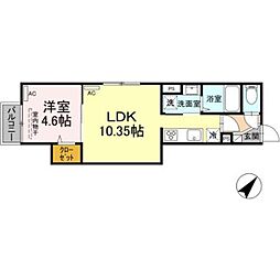 グラナーデ新宿 1階1LDKの間取り