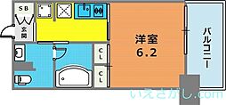 レジディア神戸元町 13階1Kの間取り