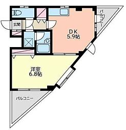 スカイプラザ 3階1DKの間取り