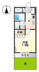 メゾン・弘西 1階1Kの間取り