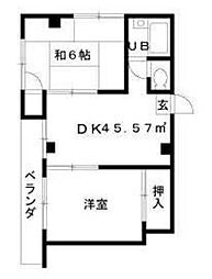 セブンハイツ 3階2DKの間取り