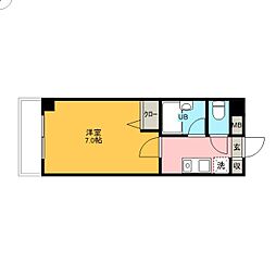 東京メトロ東西線 行徳駅 徒歩9分の賃貸マンション 2階1Kの間取り