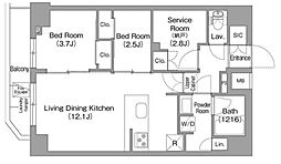 コンフォリア東葛西 8階2SLDKの間取り