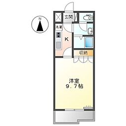 サンライズ 1Kの間取図画像