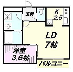 FUJISTA所沢VII 1階1LDKの間取り