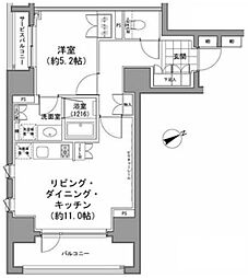パークハビオ八丁堀 10階1LDKの間取り