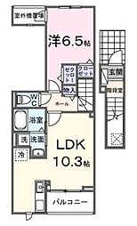 ヒカルサ西東京向台イースト 2階1LDKの間取り