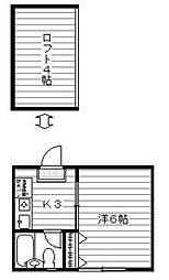 コーポキタジマ 1Kの間取図画像