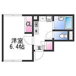 JR紀勢本線 宮前駅 徒歩8分の賃貸アパート 1階1Kの間取り