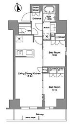 コンフォリア・リヴ北上野 2LDKの間取図画像