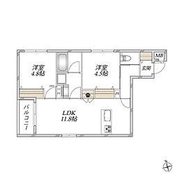 (仮称)足立区梅田メゾン 2LDKの間取図画像