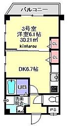 Sea Spring 1st 4階1DKの間取り