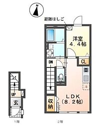 パーシモン 1LDKの間取図画像